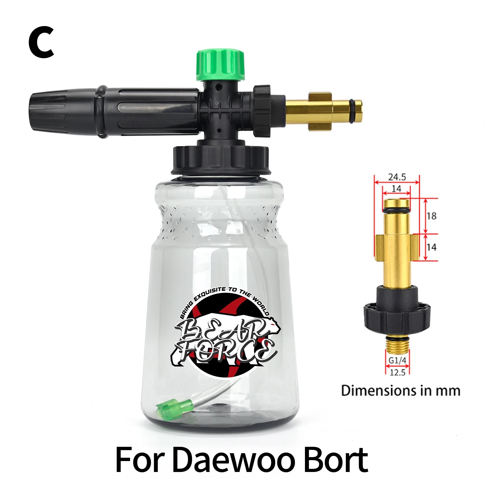 Showlu Smart General pressure washer foam cannon gun attached to a hose, ready for car cleaning with thick foam.