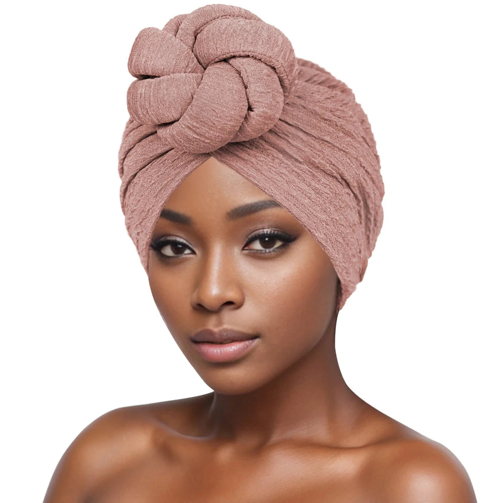 Showlu Fashion women's bubble cloth flower turban with elastic band, stylish daily hat featuring floral design and comfortable fit