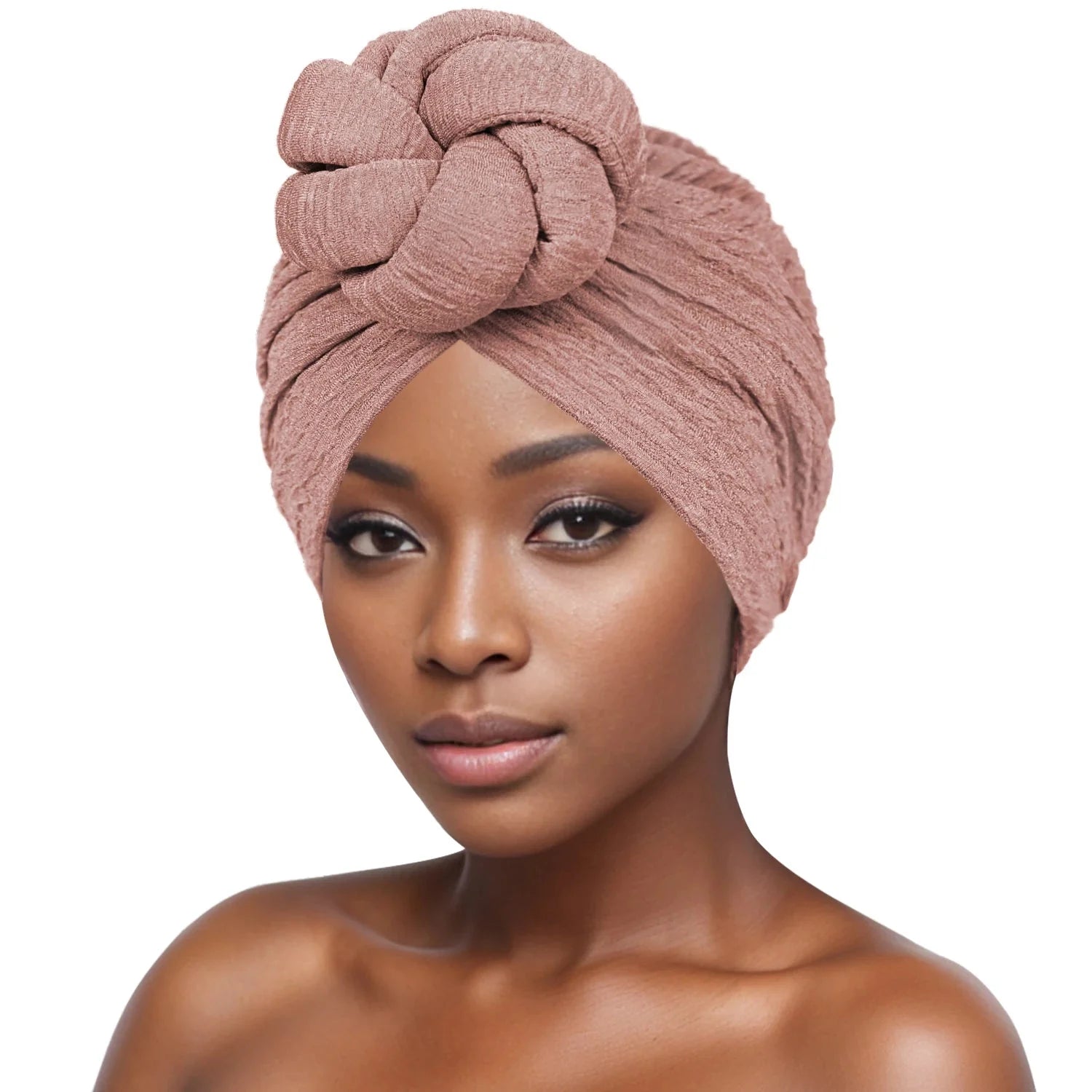 Showlu Fashion women's bubble cloth flower turban with elastic band, stylish daily hat featuring floral design and comfortable fit