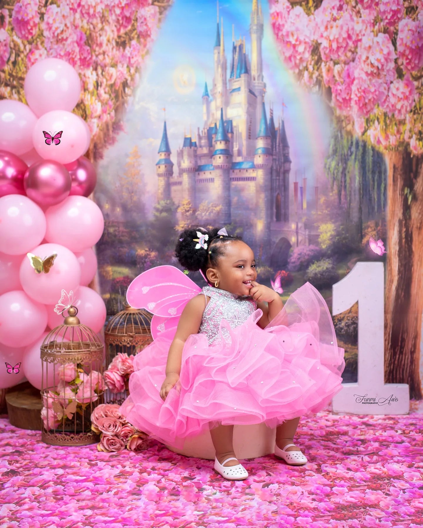 Pink Girls Birthday Party Dresses Customized High Neck Beading Flower Girl Dresses Baby Kids Gowns for Photo Shoot