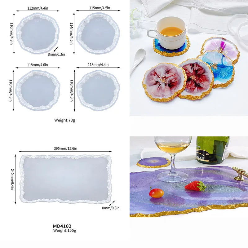 Three-layer fruit-shaped silicone mold for epoxy resin art, designed for DIY tea plates, resin crafts, and home decoration.
