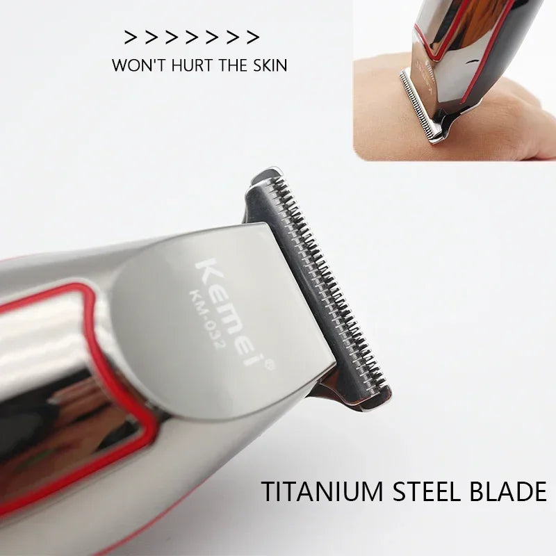 Showlu Smart KM-032 electric beard trimmer kit with silver hair clipper, featuring adjustable blades and ergonomic design.