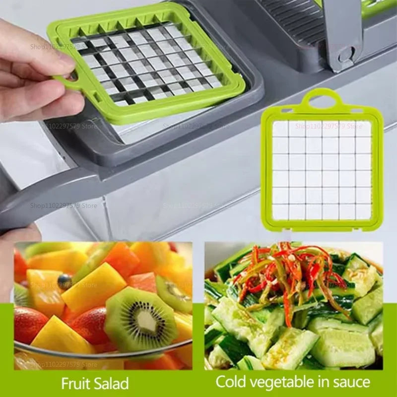 Showlu Smart stainless steel kitchen chopper with multi-functional grater, featuring sharp blades and ergonomic handle for easy food prep.