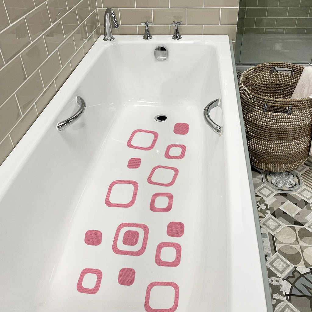 Showlu Smart General anti-slip bath stickers on a bathroom surface, providing safe, textured grip for wet surfaces.
