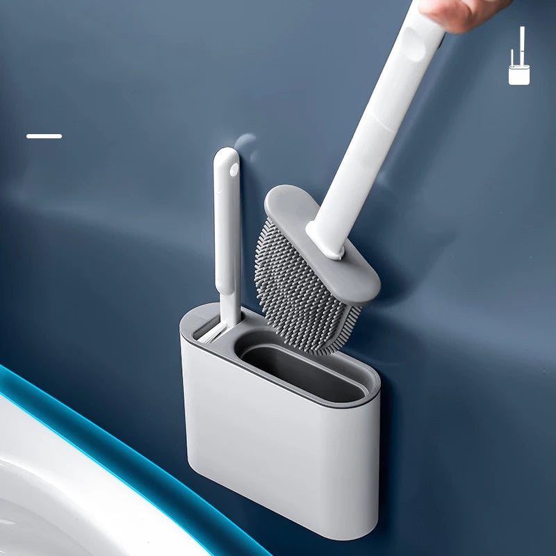 Showlu Smart General silicone toilet brush with holder, featuring a sleek design and durable cleaning brush for bathroom use.