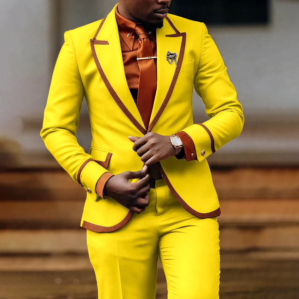 Men's slim fit formal suit by Showlu Fashion Store featuring a tailored jacket and pants for evening parties and business events.