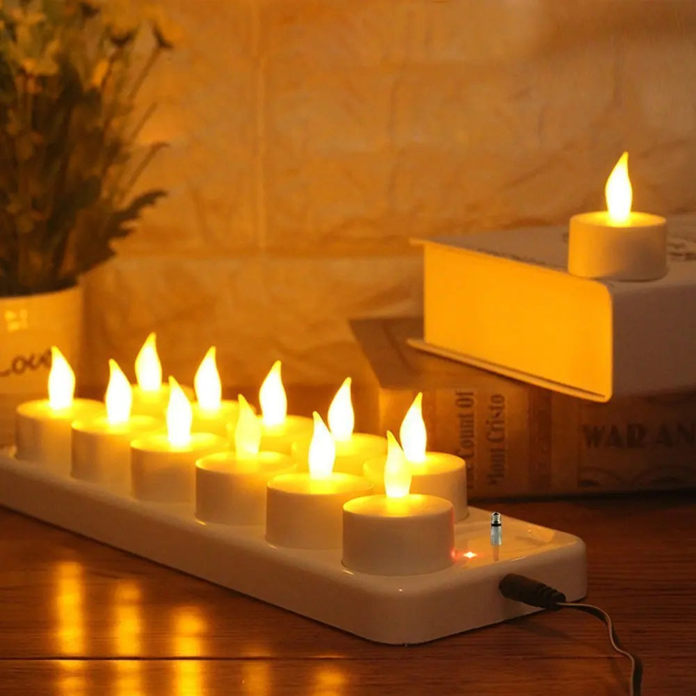 Showlu Smart General LED rechargeable candle set with flickering flame effect and remote control, ideal for ambient lighting.