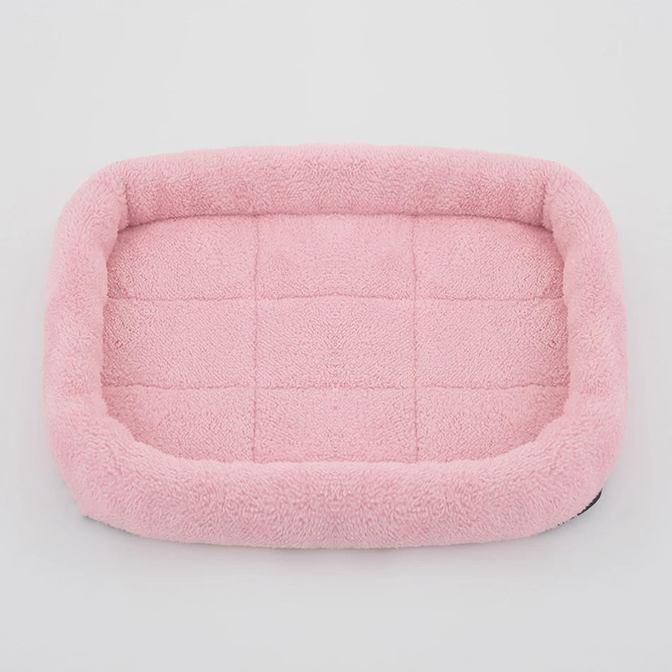 Large soft plush pet dog bed by Showlu Fashion Store, square shape with cushioned sides for cats and small to medium dogs.
