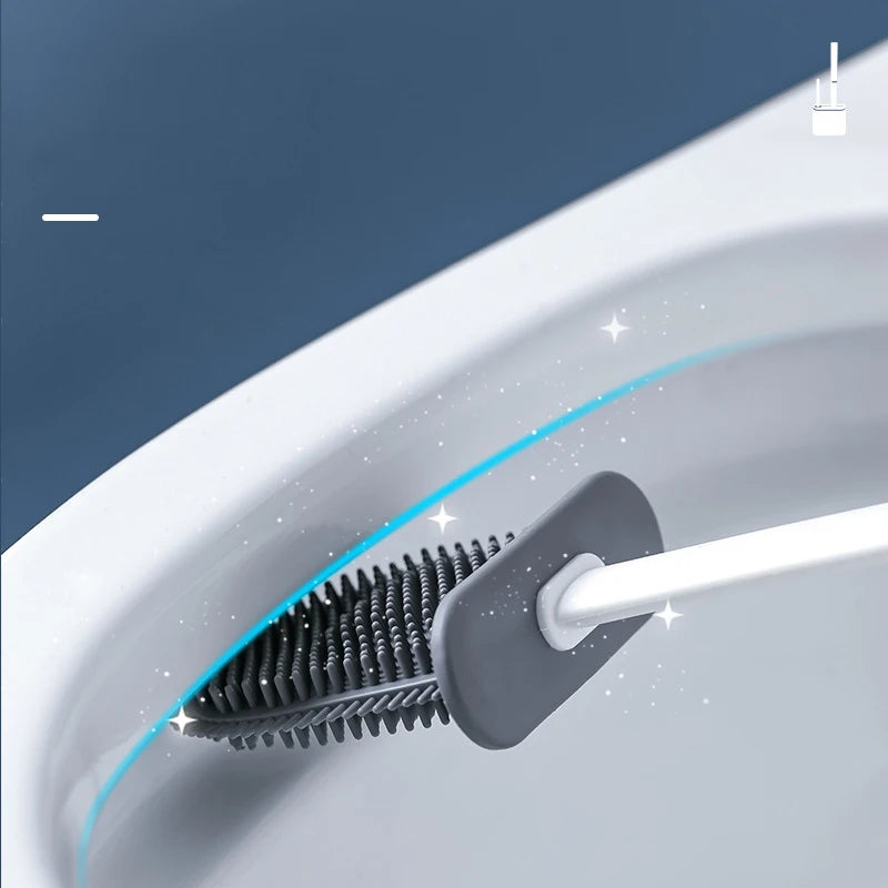 Showlu Smart General silicone toilet brush with holder, featuring a sleek design and durable cleaning brush for bathroom sanitation.