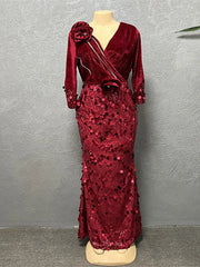 Evening Dresses For Wedding Party African Turkey Women Mermaid Gown V-neck Bodycon Sexy Robe Africaine Ankara Ladies Clothing