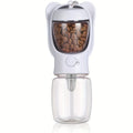 Showlu portable dog water bottle and food container for pet travel, compact design with drinking spout and food compartment.