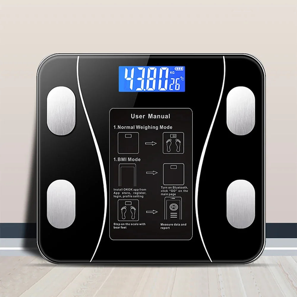 Showlu Smart digital glass bathroom scale displaying weight measurement up to 200kg for accurate body weight tracking.