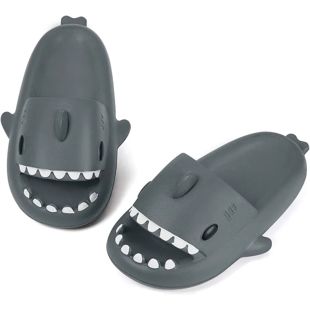 Kidmi Shark Slides by SHOWLU FASHION STORE, blue anti-slip cloud slippers for kids, perfect for beach and shower use.