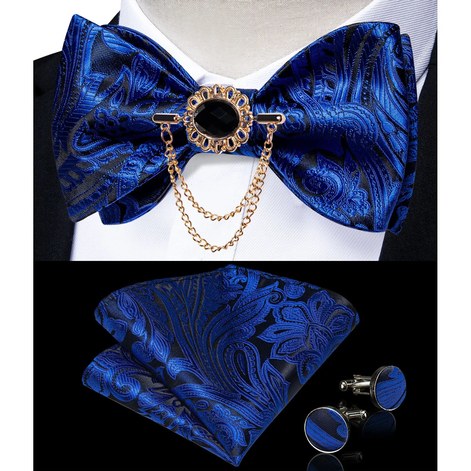 DiBanGu men's pink solid bow tie set with pocket square and cufflinks, perfect for wedding attire, by Showlu Fashion Store