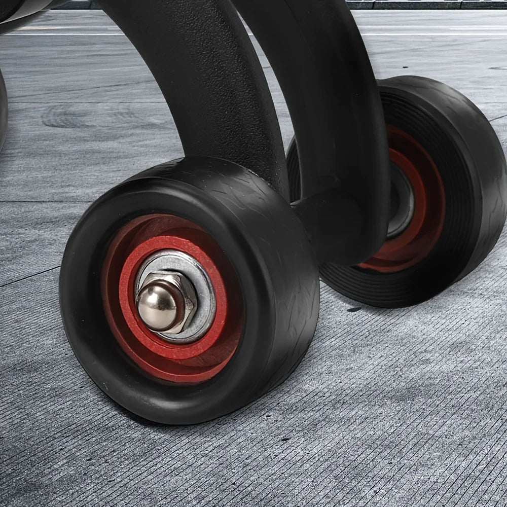 Showlu 4-wheel abdominal exercise roller for core strength training, featuring durable handles and compact design for effective workouts.