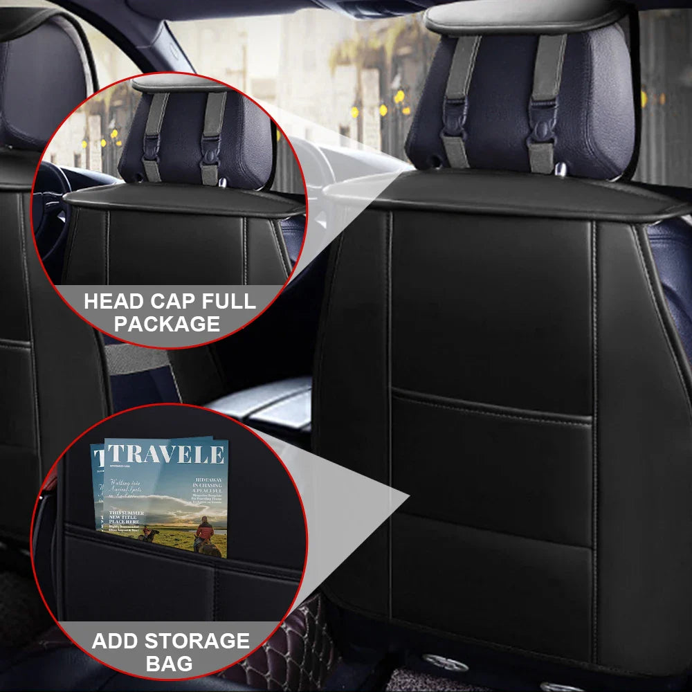 SHOWLU Universal PU Leather car seat cover for SUV, four-season cushion, black, fitted for all vehicle seats, durable and comfortable.
