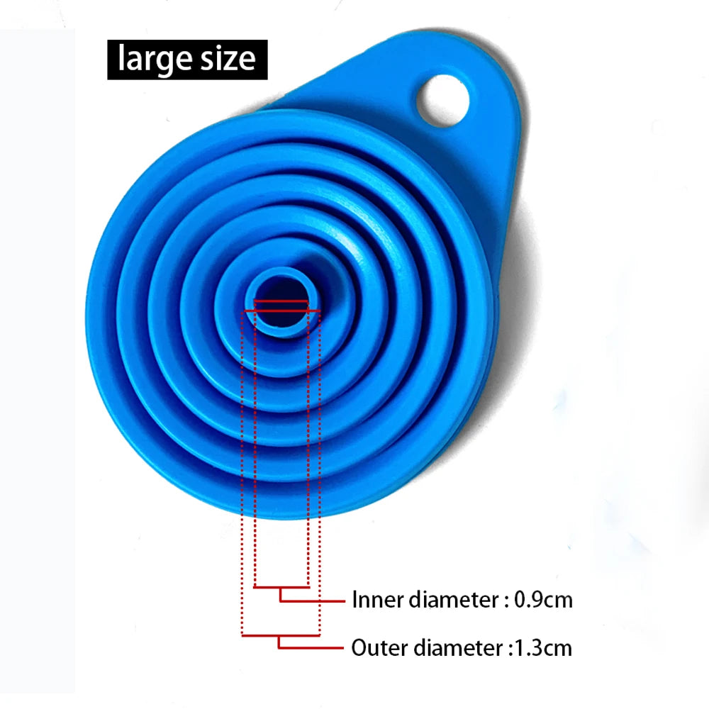 Showlu Smart General collapsible funnel set with multiple sizes, made of durable, flexible silicone for easy pouring and storage.