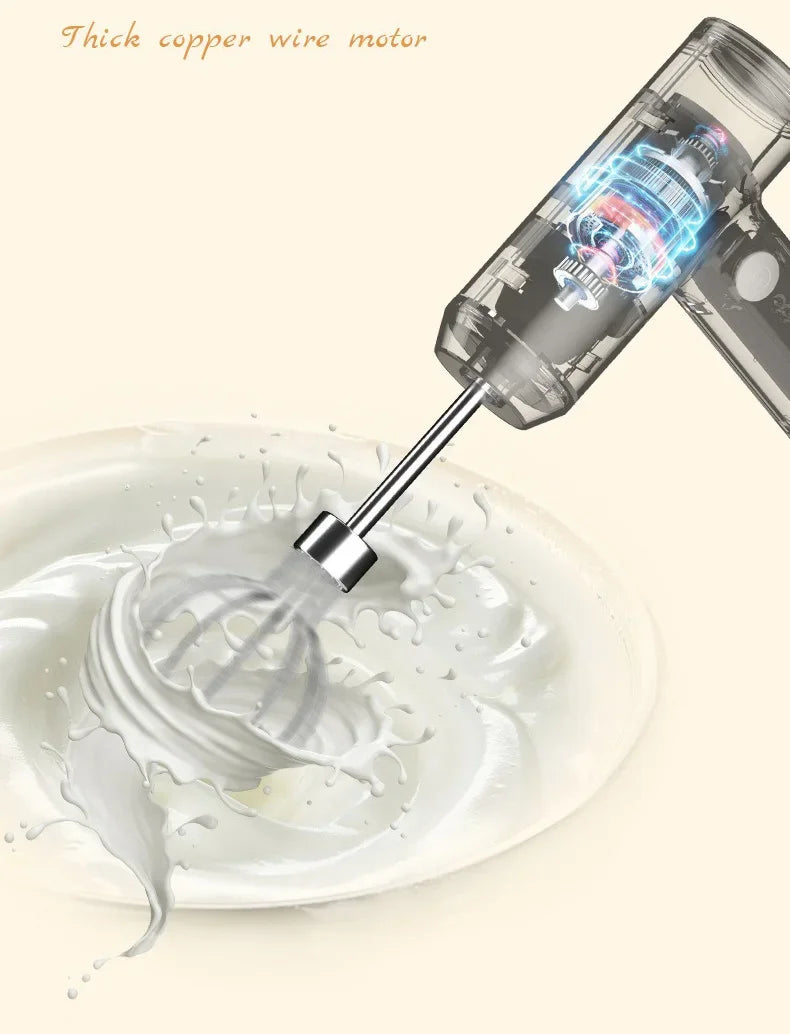 Showlu Smart General electric egg beater with stainless steel beaters and ergonomic handle for efficient mixing.