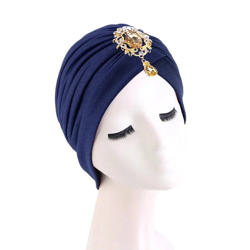 Showlu Fashion women's diamond pleated turban hijab chemo cap wrap, stylish and comfortable head covering for women.