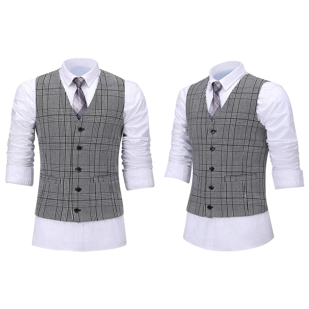 Men's houndstooth 3-piece suit by SHOWLU FASHION STORE, slim fit wool blend tuxedo, showing jacket, shirt, and trousers.