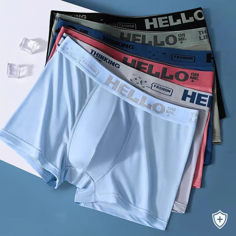 Men's Showlu Ice Silk Boxer Shorts with breathable graphene fabric, lightweight and comfortable men's underwear.