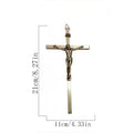 Showlu Metal Wall Crucifix cross with INRI inscription, featuring a detailed Jesus Christ Catholic decor for wall display