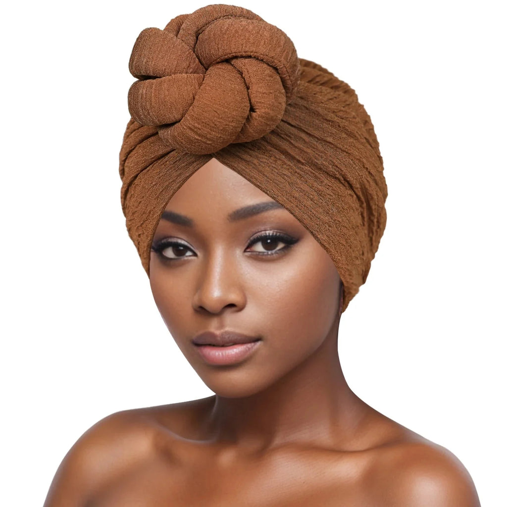 Showlu Fashion women's bubble cloth flower turban, elastic daily hat with stylish floral design and comfortable fit.
