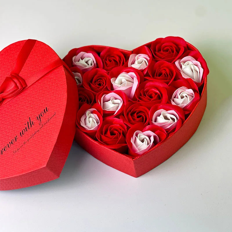 Red rose love gift box by Showlu Fashion Store, ideal for wedding anniversaries, Valentine's Day, Christmas, and Mother's Day, no accessories.