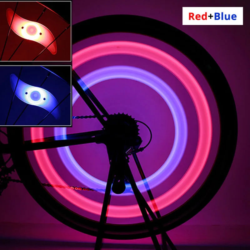Showlu Smart General bicycle spoke LED wheel light with flashing tire lights on a bike wheel, enhancing visibility and safety.
