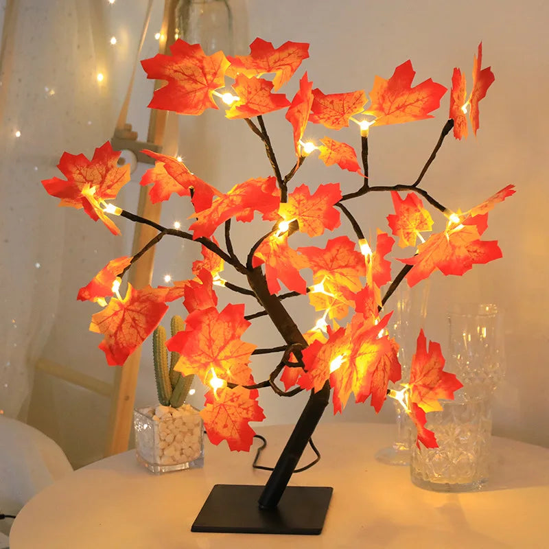 SHOWLU 24 LED Maple Leaf Tree Table Lamp with autumn fairy night light, featuring a decorative leaf design and warm lighting.