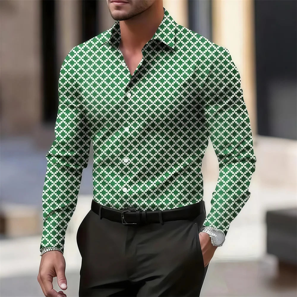 Men's summer retro plaid shirt in 10 colors, casual short sleeve Hawaiian shirt by Showlu Fashion featuring vibrant patterns.