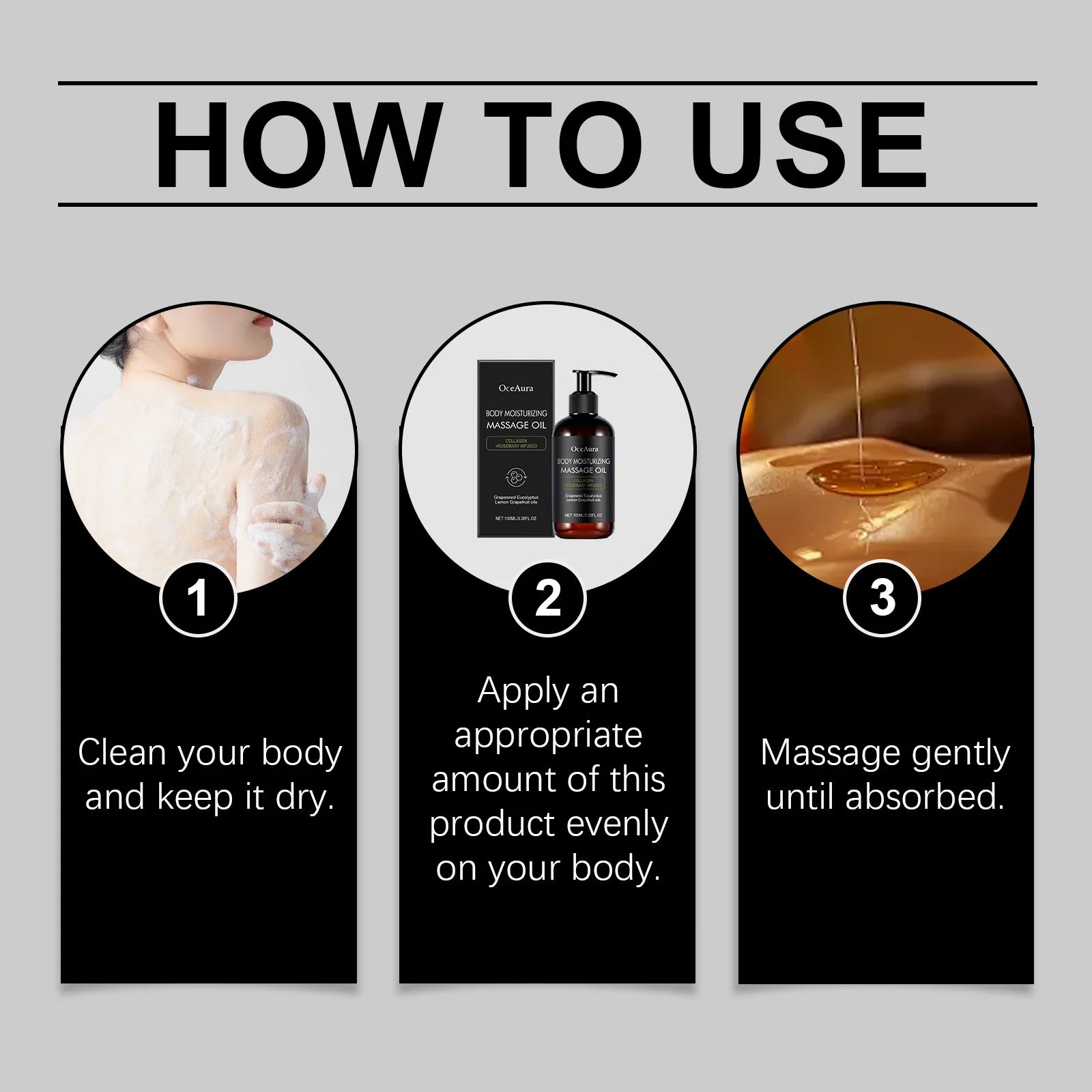 OceAura Body Massage Oil by Showlu Fashion Store with nourishing plant-based ingredients for skin tightening and hydration