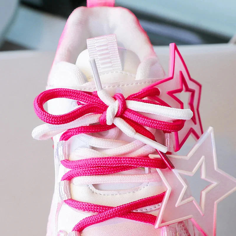 Kids breathable gradient chunky sneakers with star detail, SHOWLU FASHION STORE sports shoes for active children.