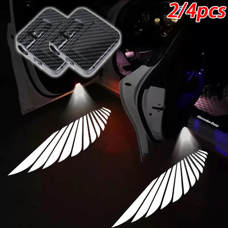 Showlu Smart General car door logo projector displaying a illuminated logo projection on the ground.