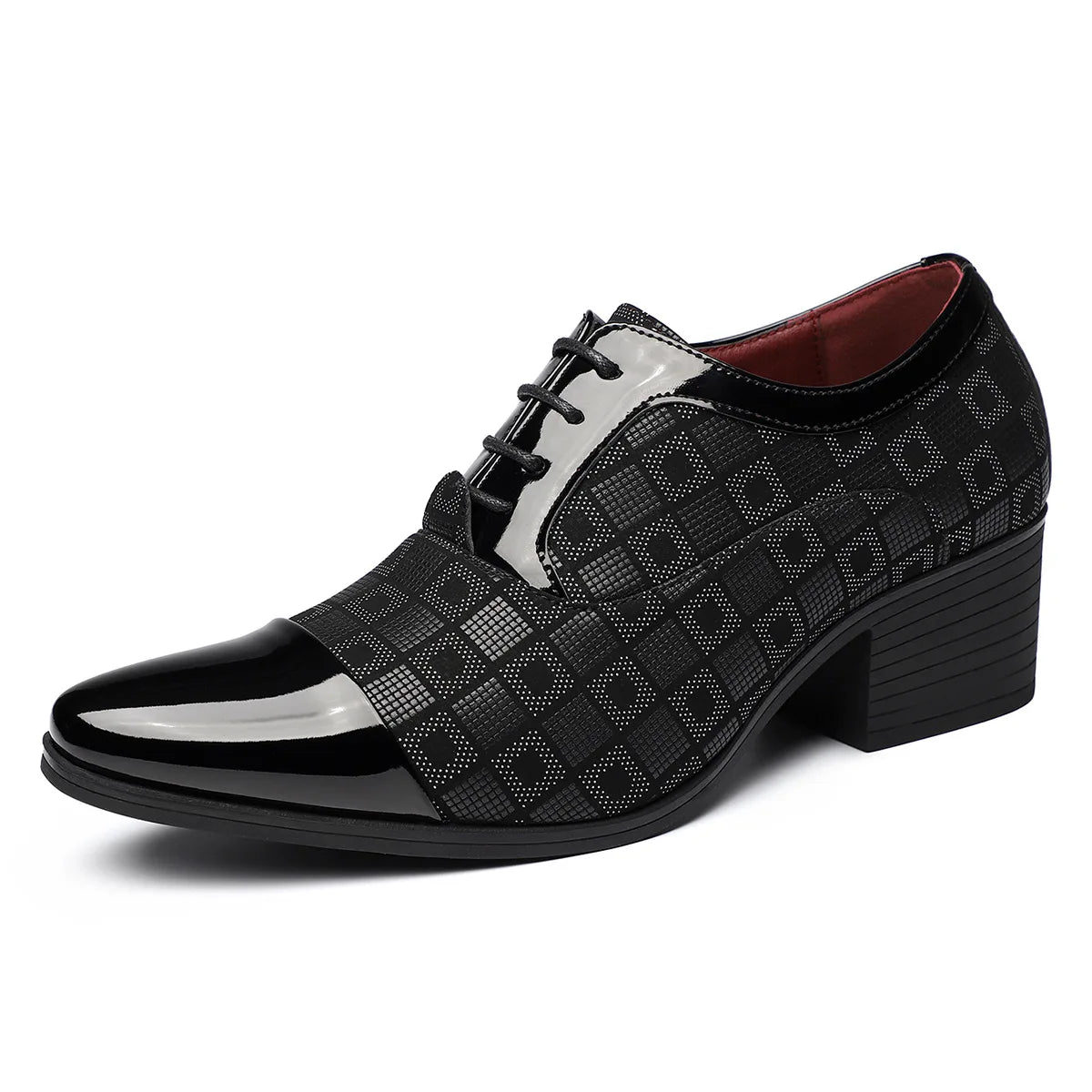Men's British style checked leather dress shoes featuring casual design and stylish craftsmanship by Doefhom, Showlu Fashion Store.