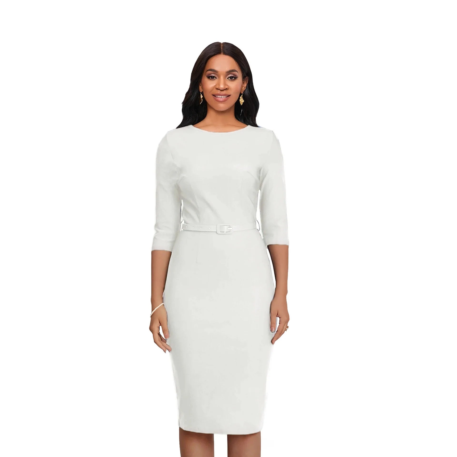 Showlu Women's knitted slim fit bodycon dress with mid-length design and O-neck, stylish and comfortable for casual or dressy occasions.