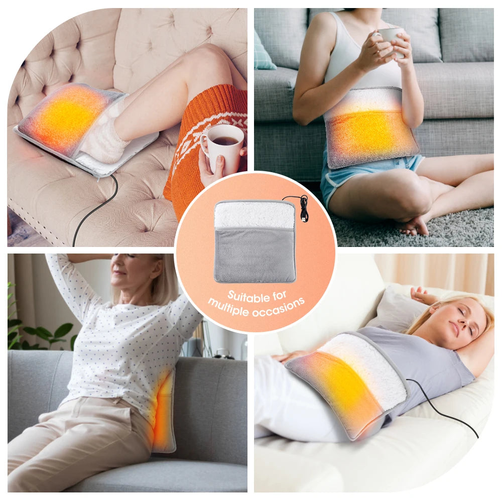 Showlu Smart General USB heated plush foot warmer pad with soft fabric and adjustable heat settings for cozy warmth.