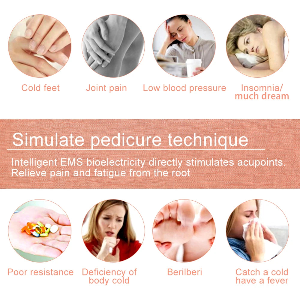 Showlu Smart EMS foot bath massager with leather heat therapy pad, designed for soothing foot relaxation and heat therapy.
