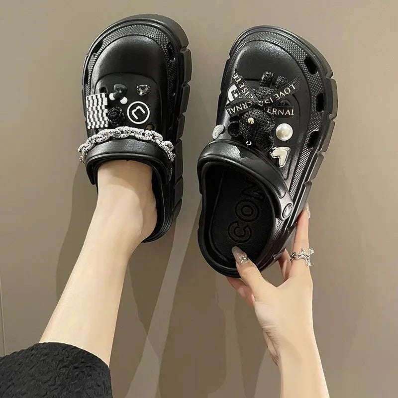 Lightweight SHOWLU Women's Platform Garden Clogs in EVA material, perfect for summer beach slides with a stylish, comfortable design.