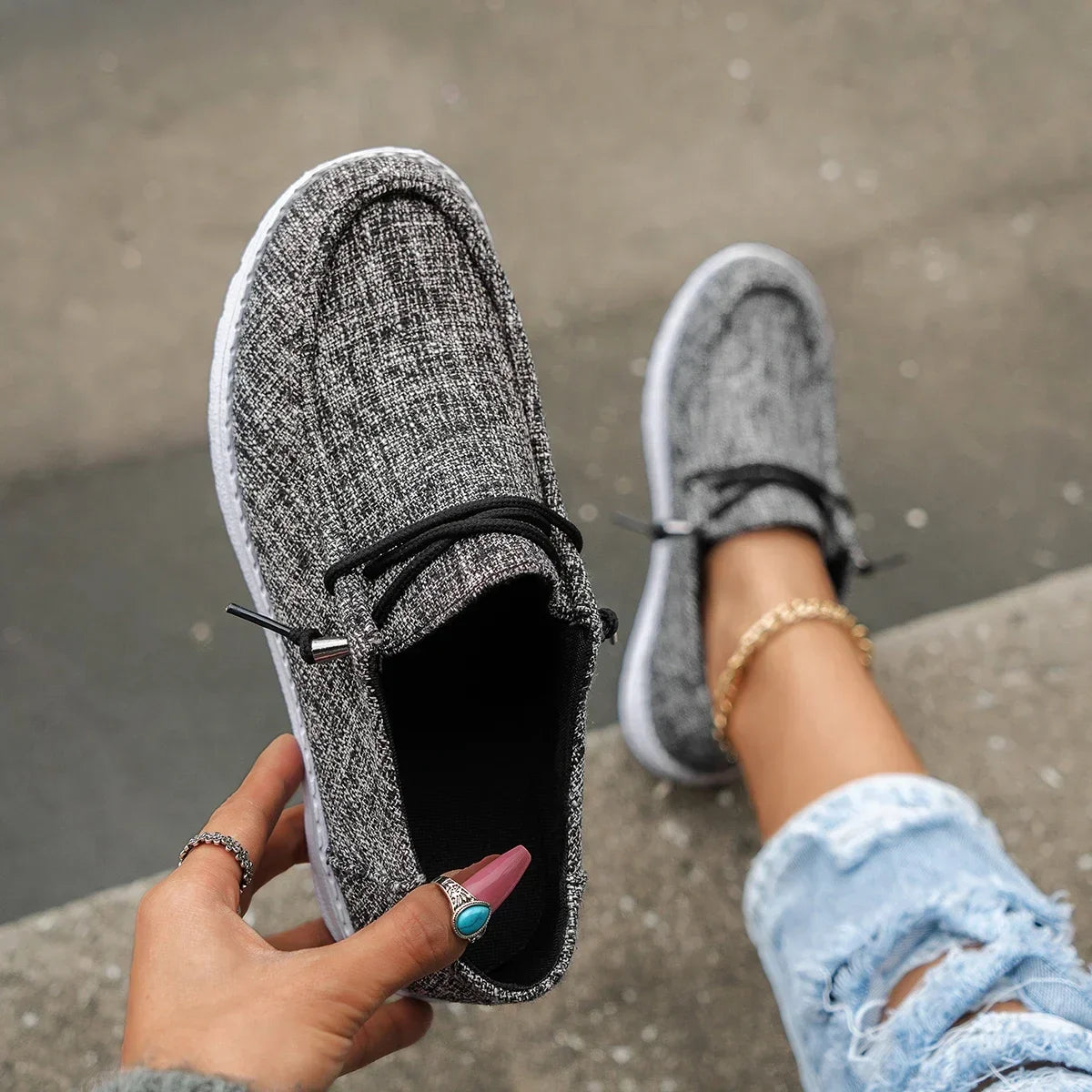 Women's casual lace-up loafers by SHOWLU FASHION STORE, comfortable flat sports shoes with stylish design and breathable material.