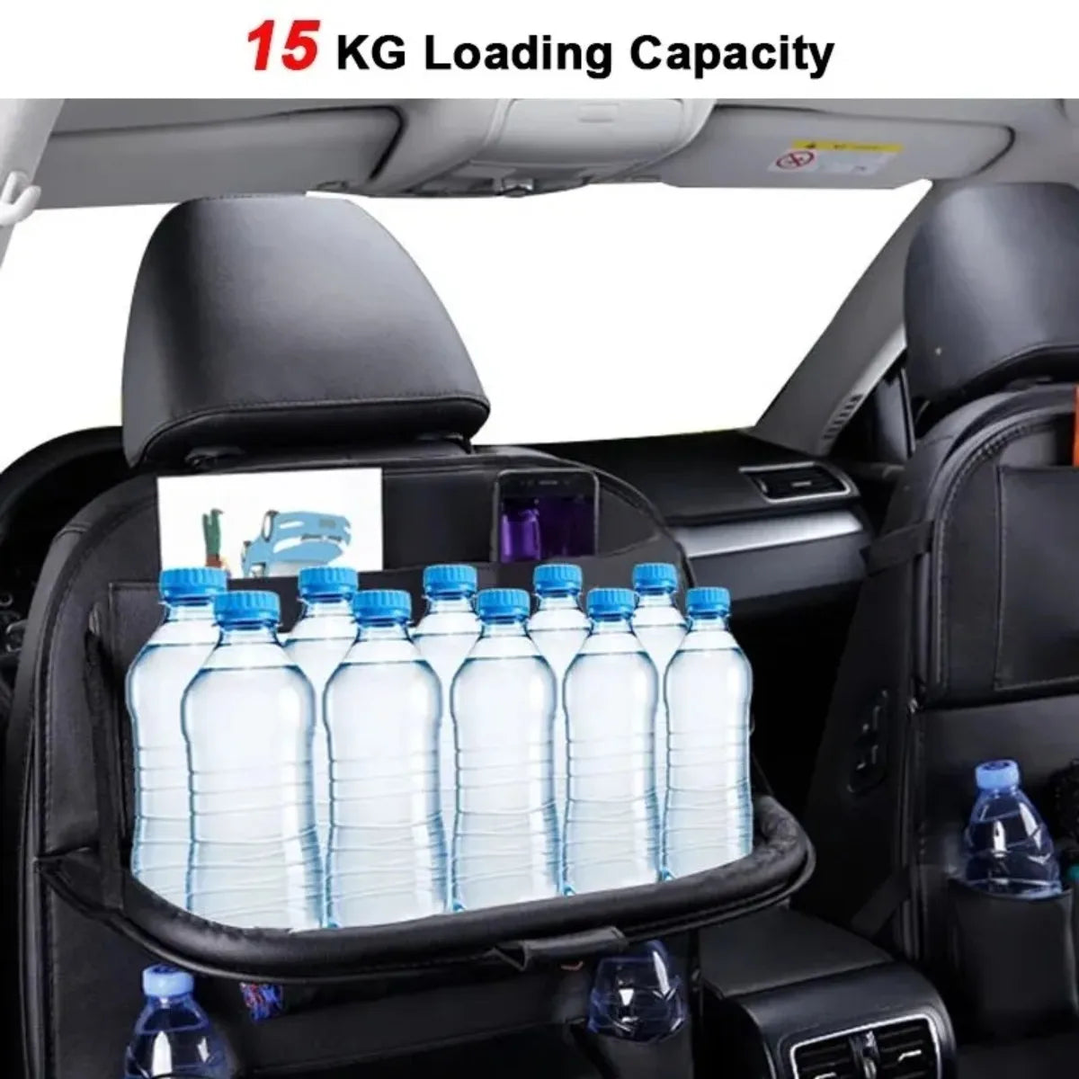 Showlu Smart General car seat organizer with tray, featuring multiple compartments for easy vehicle storage and organization.