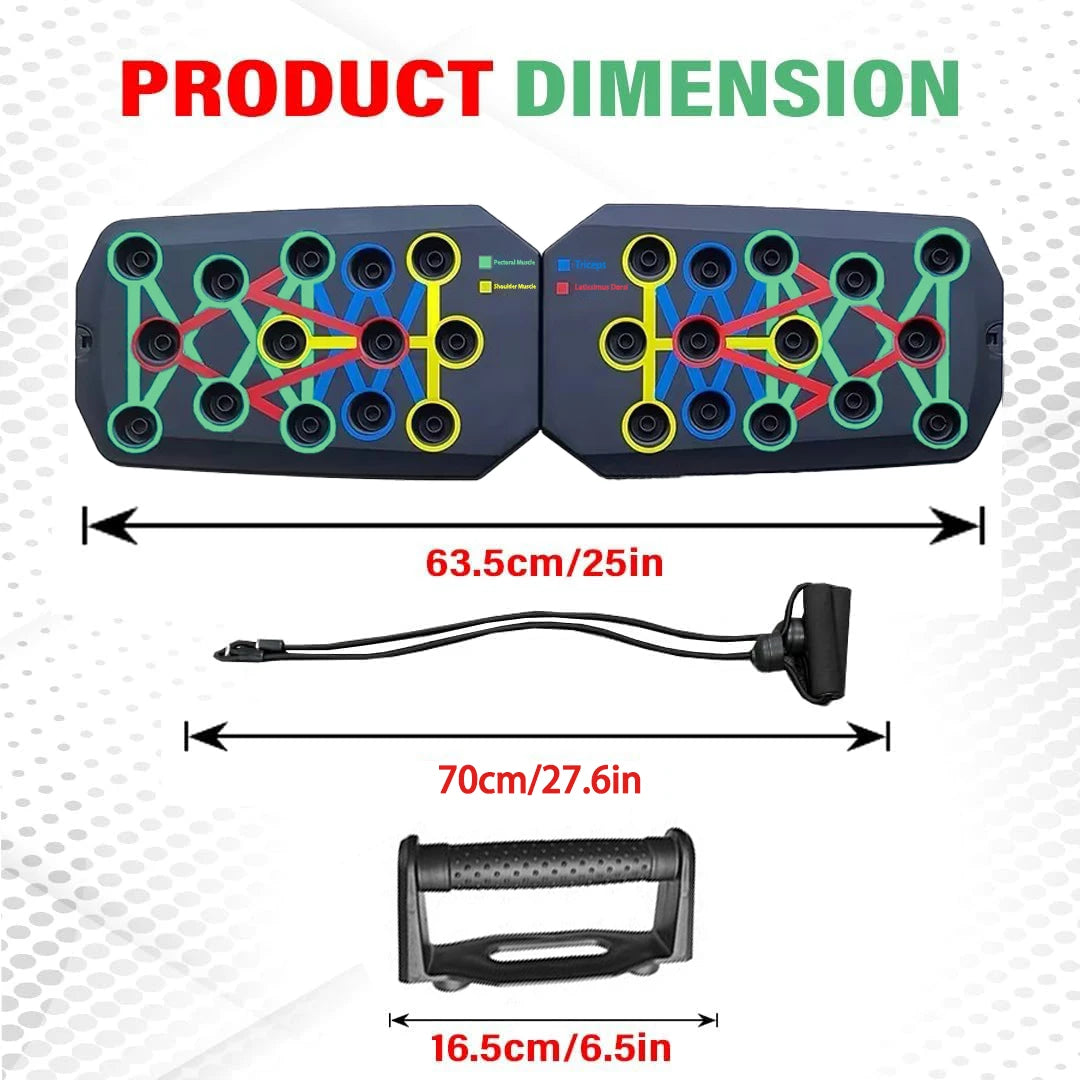 Showlu portable foldable push-up board set for strength training, with multiple grip positions for effective workouts