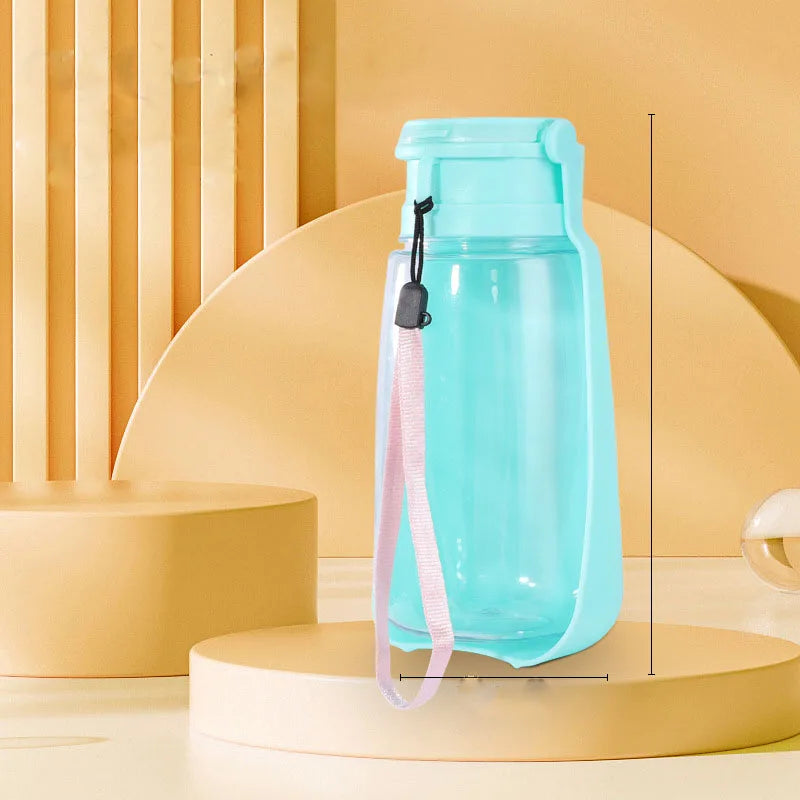 Showlu portable foldable dog water bottle dispenser for outdoor hiking, with a water reservoir and built-in bowl for pets
