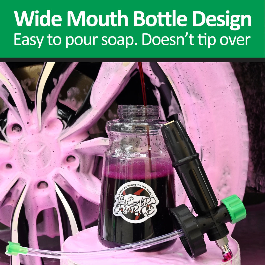 Showlu Smart General pressure washer foam cannon gun attached to a hose, ready for cleaning with thick foam spray.