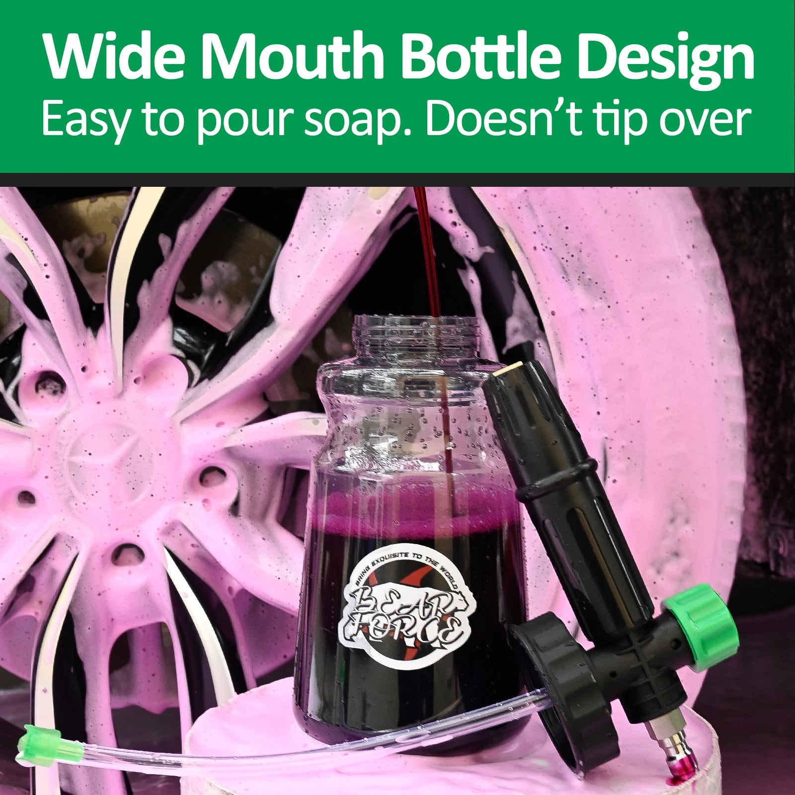 Showlu Smart General pressure washer foam cannon gun attached to a hose, ready for cleaning with thick foam spray.