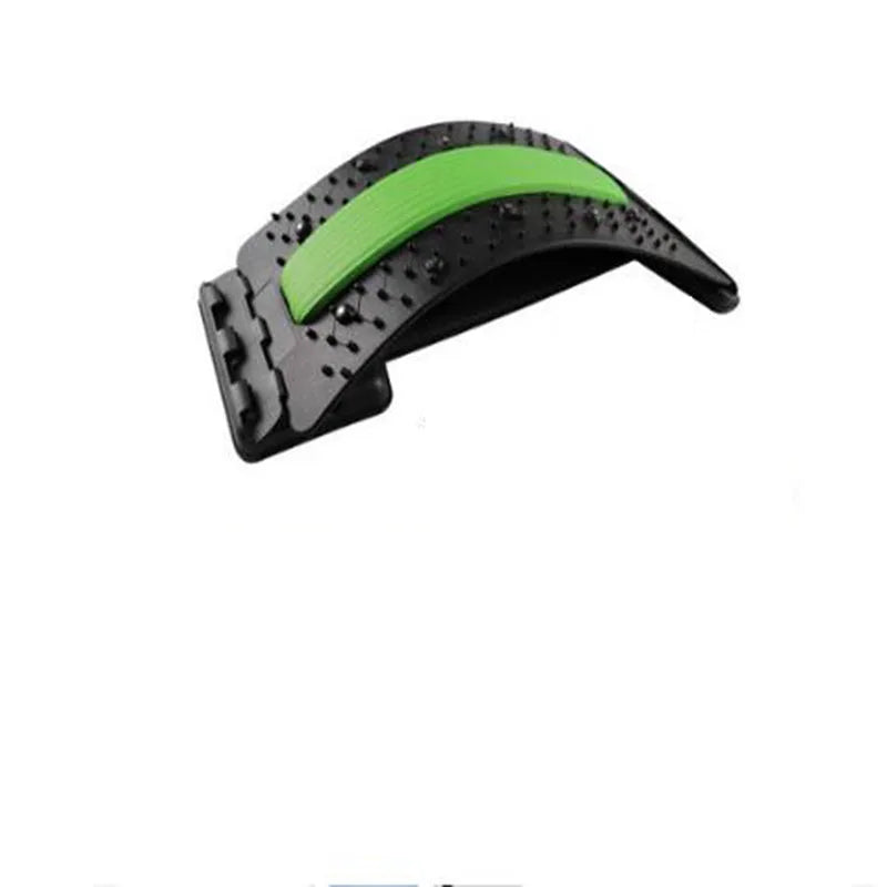 LAAOVEC back stretcher with 3-level lumbar support and spine massage board for pain relief and posture improvement.