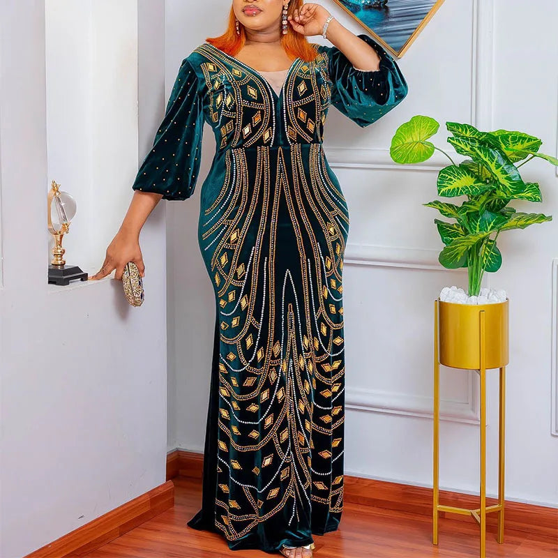 Luxury velvet evening dress by SHOWLU FASHION STORE, diamond slim fit party gown with elegant design and sophisticated style.