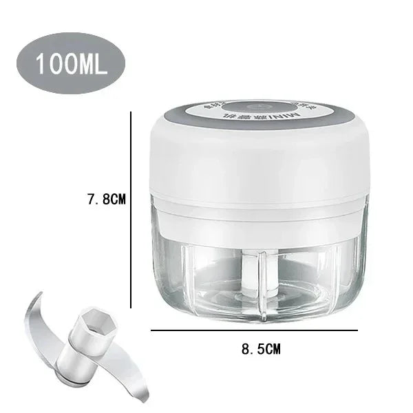 Showlu Smart General mini electric garlic grinder with stainless steel grinding chamber and compact design for easy garlic crushing.