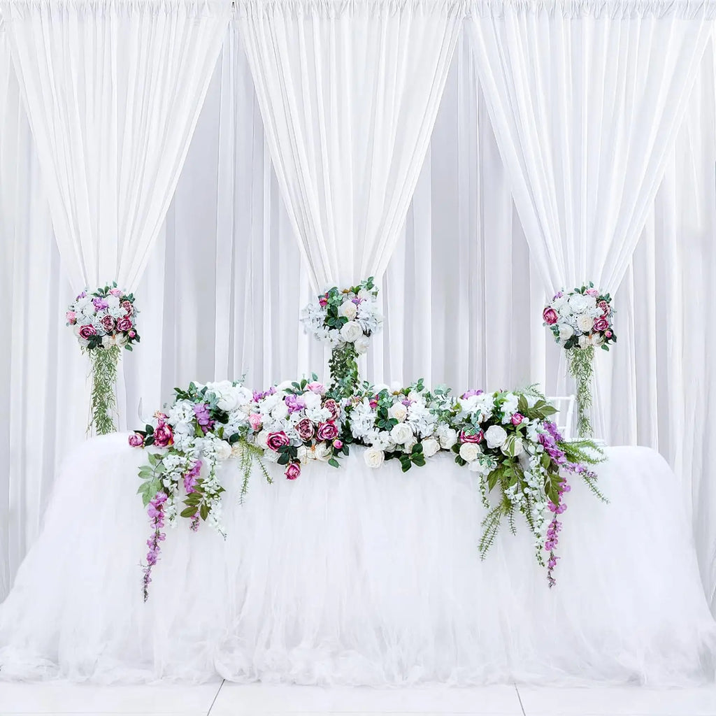 20x10 ft Wrinkle Free White Backdrop Curtains for Parties, Polyester Photo Backdrop Drapes 4 Panels 5x10ft for Wedding Birthday