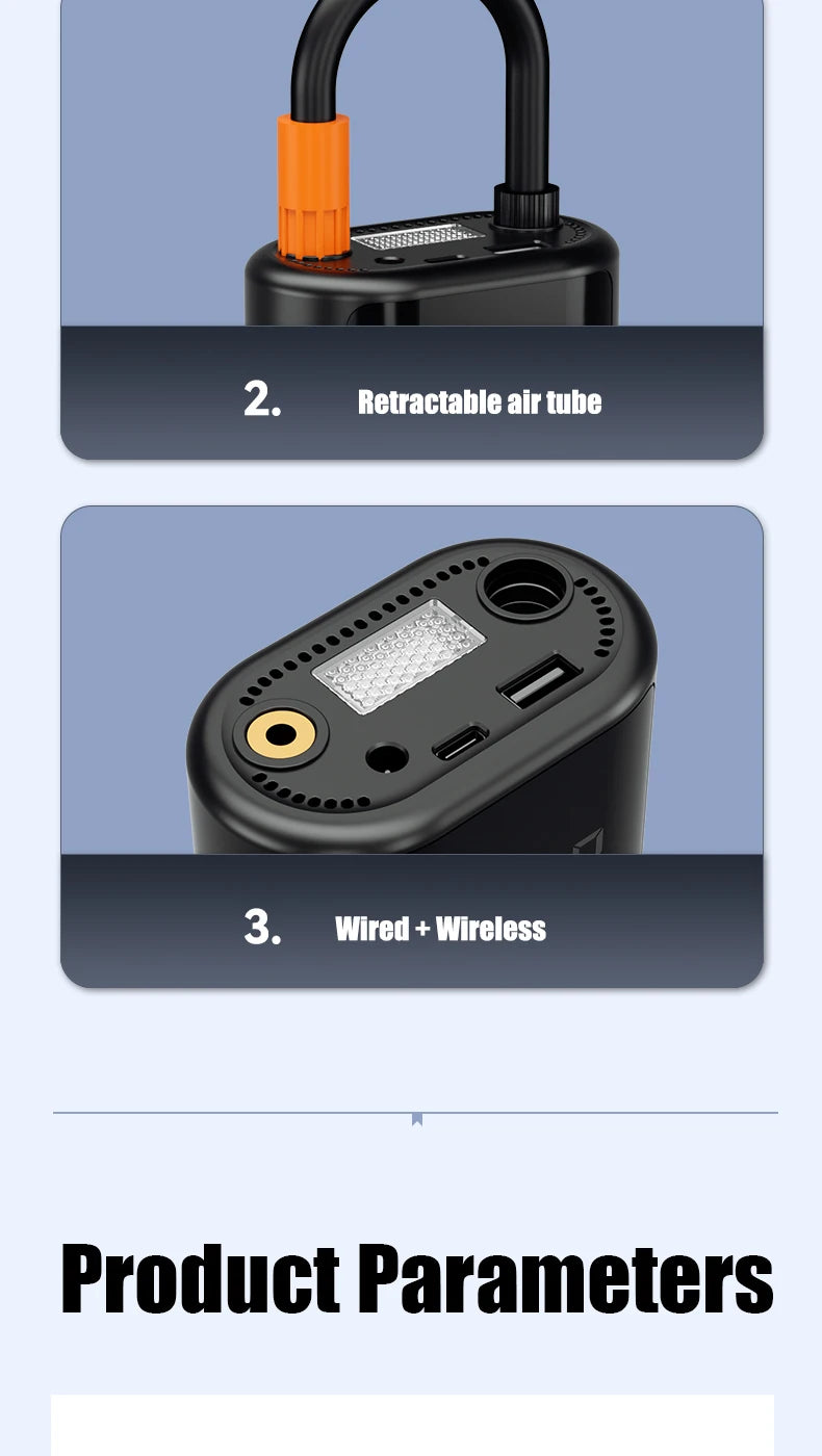 Showlu Smart General portable digital air compressor tire inflator with wireless 12V design and digital display for easy inflation.